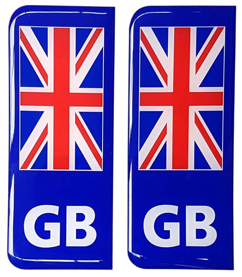 gb number plate sticker decal badge union jack flag  resin gel domed