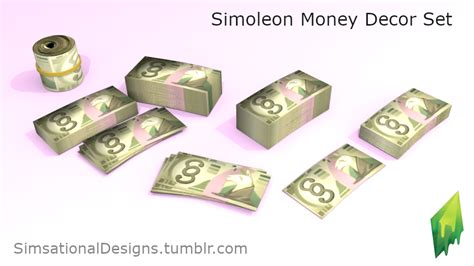 simoleon money decor set sims  custom content sims  custom