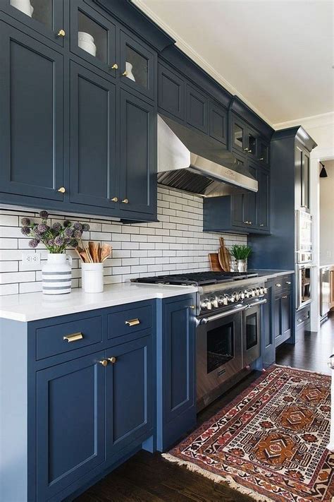 nice dark blue kitchen cabinets  luxurious accent sweetyhomee