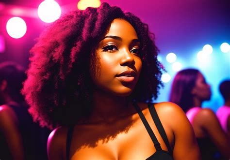 Premium Ai Image Beautiful African American Girl At A Nightclub Party