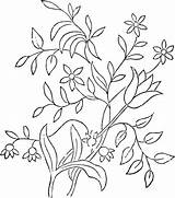 Embroidery Flower Pattern Flowers Leaves Bunch Fairy Pages sketch template