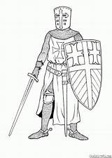 Knight Coloring Pages Drawings Crusade Medieval Print Castle Crusader Kids Choose Board Draw sketch template