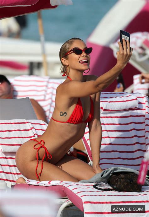 jasmine sanders sexy in a red string bikini in miami beach