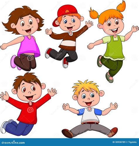 happy children cartoon stock vector illustration  group