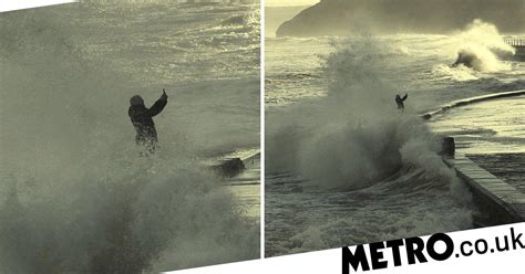 man risks life to take storm selfie in front of 12ft waves