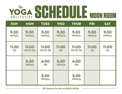 schedule  yoga collective
