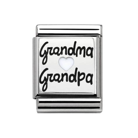 Nomination Big Silvershine Black Enamel Grandpa And Grandma Heart Charms