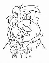 Coloring Flintstone Fred Pebbles Pages Little Kids sketch template