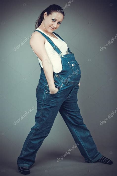 pregnant denim overalls cam with her