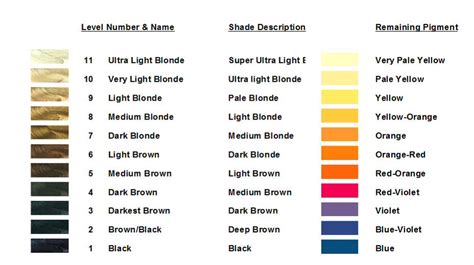 underlying pigments level chart hair chart hair color chart color charts joico color aveda