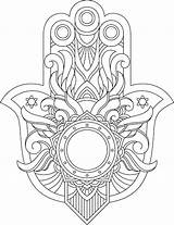 Hamsa Coloring Pages Drawing Hand Adult Islamic Shirt Vector Book Style Premium sketch template