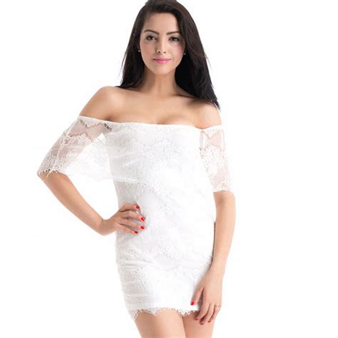 sexy floral low cut white lace dress fashion dresses clothing