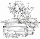 Coloring Pages Fairy Adult Reading Books Book Lover Lovers Sheets Tales Printable Drawing Stamps Color Drawings Whimsy Kids Perhaps She sketch template