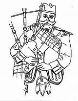 Coloring Bagpipes Playing Old Man sketch template