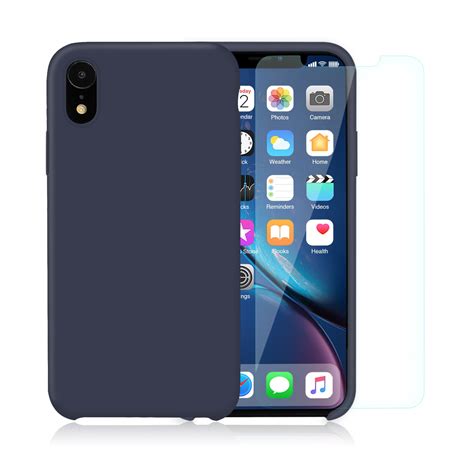 pack coque iphone xr en silicone bleu nuit verres trempes reconditionne  market
