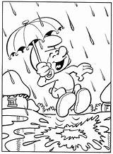 Herfst Kleurplaten Smurfs Smurf Regen Thema Smurfen sketch template