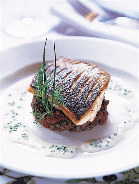 Fillets Of Sea Bass On Provençal Lentils Recipe Food Gourmet