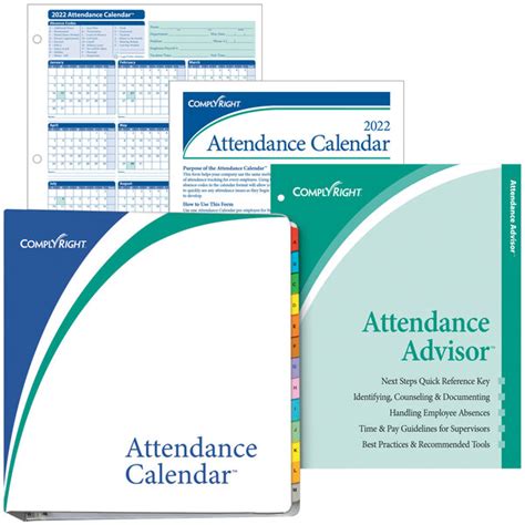 complyright  white attendance tracking calendar kit pack