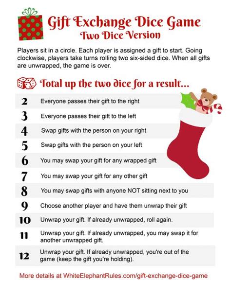 instructions   gift exchange dice game  dice version