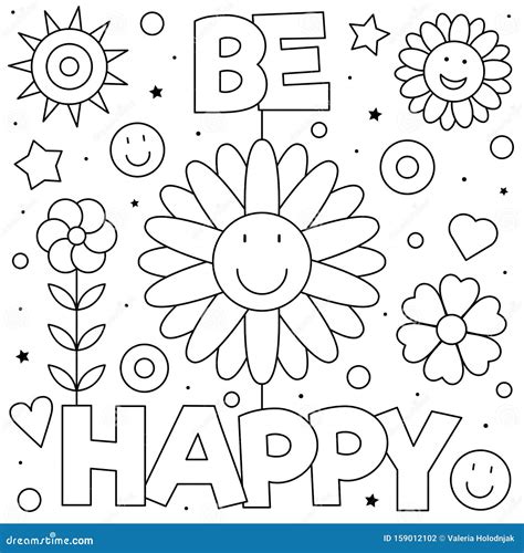 happy coloring page black  white vector illustration stock