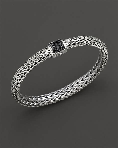 john hardy classic chain sterling silver small bracelet  black