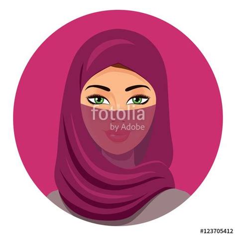 vector beautiful muslim arab woman portrait using a red