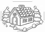 Coloring Christmas House Gingerbread Tree Library Clip sketch template
