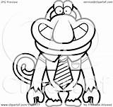 Monkey Tie Wearing Proboscis Outlined Clipart Cartoon Cory Thoman Coloring Vector Monkeys Barrel 2021 Template sketch template