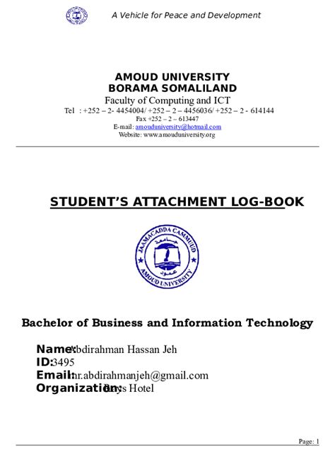 student  attachment log book  kunle oyesanmi academiaedu