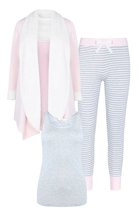 primark pyjama  pieces gris  rose moda de roupas de outono roupas pijamas roupas da