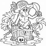 Pirate Monkey Treasure Coloring Chest Surfnetkids Pages sketch template