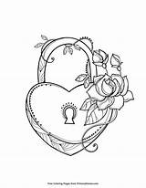 Coloring Pages Heart Adult Lock Valentine Locket Printable Hearts Homework Print Adults Key Skull Valentines Colouring Color Template Tattoo Mandala sketch template
