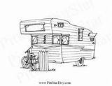 Coloring Printable Instant Trailer Travel Airstream Vintage Pages sketch template