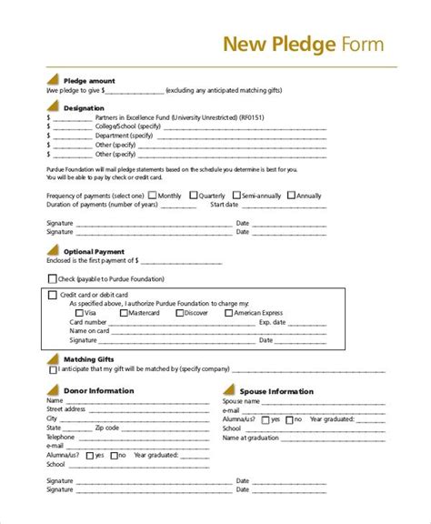 sample pledge forms   ms word   fundraising