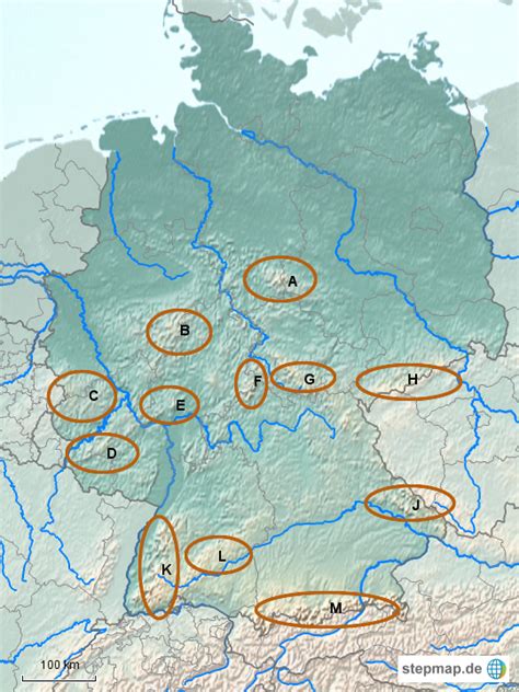 stepmap deutsche gebirge lernkarte landkarte fuer deutschland