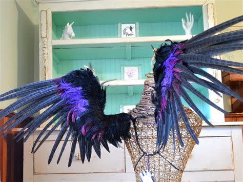 feather wings adult costume faerie black and purple made to