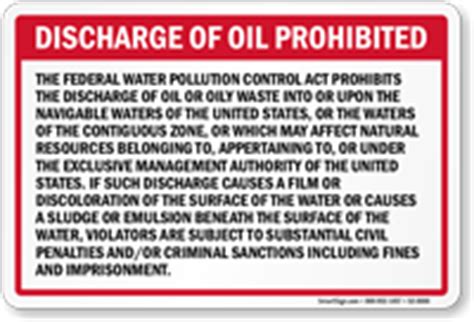 discharge  oil prohibited sign sku