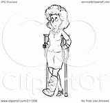 Coloring Crutches Woman Clipart Outline Using Illustration Royalty Bannykh Alex Rf 2021 sketch template