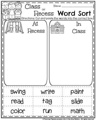 school  grade worksheets planning playtime  grade