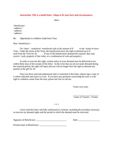 sample letter  trust beneficiaries