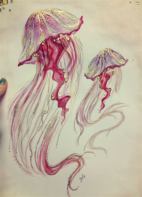 jellyfish watercolormixed media    jellyfish drawing