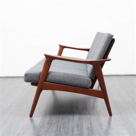 scandinavian sofa  teak  grey fabric  design