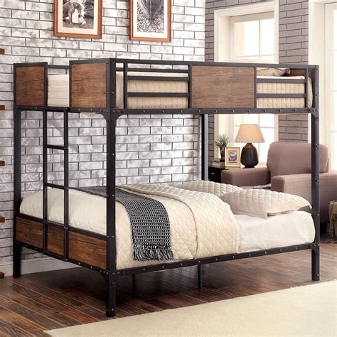 metal full bunk bed industrial style black frame