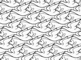 Tessellation Coloring Escher Fish Bird Pages Supercoloring Gilbert Mc Tessellations sketch template
