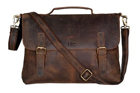 handolederco vintage buffalo leather messenger satchel laptop briefcase