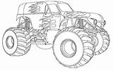 Monster Coloring Jam Truck Pages Fire Color sketch template