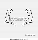 Strong Man Muscles Hand Coloring Drawing Biceps Drawings Arm Pages Hands Bodybuilding Children Template Vector Illustration Stock Muscle Flat Shutterstock sketch template