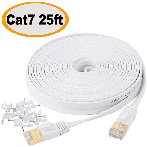 cat  ethernet cable  ft shielded solid flat internet network computer patch cord faster