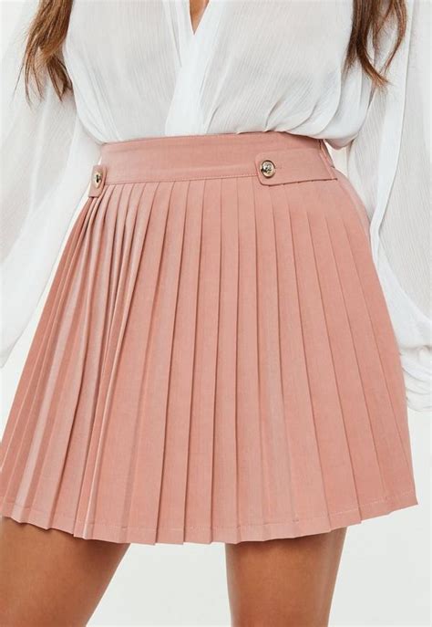 nude pleated military button mini skirt missguided
