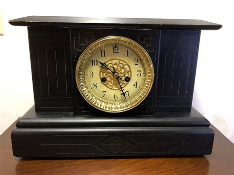 antique waterbury mantle clock rare black denver model  work history antique